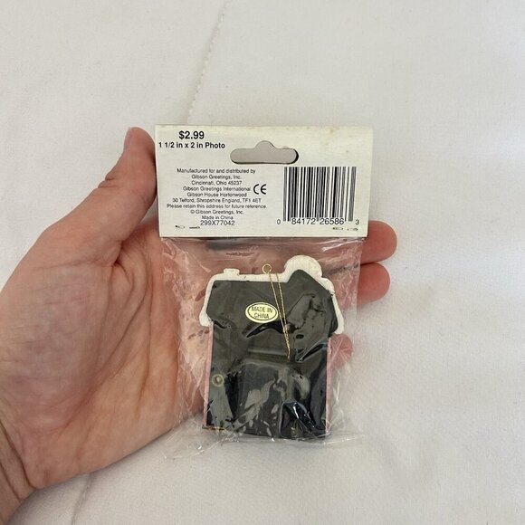 NEW Vintage Ceramic Picture Frame Christmas Ornament 1/2" x 2" House Snow Bear - Picture 4 of 5